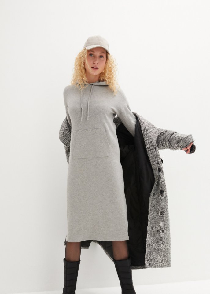 Sweatkleid mit Kängurutasche und Biobaumwolle