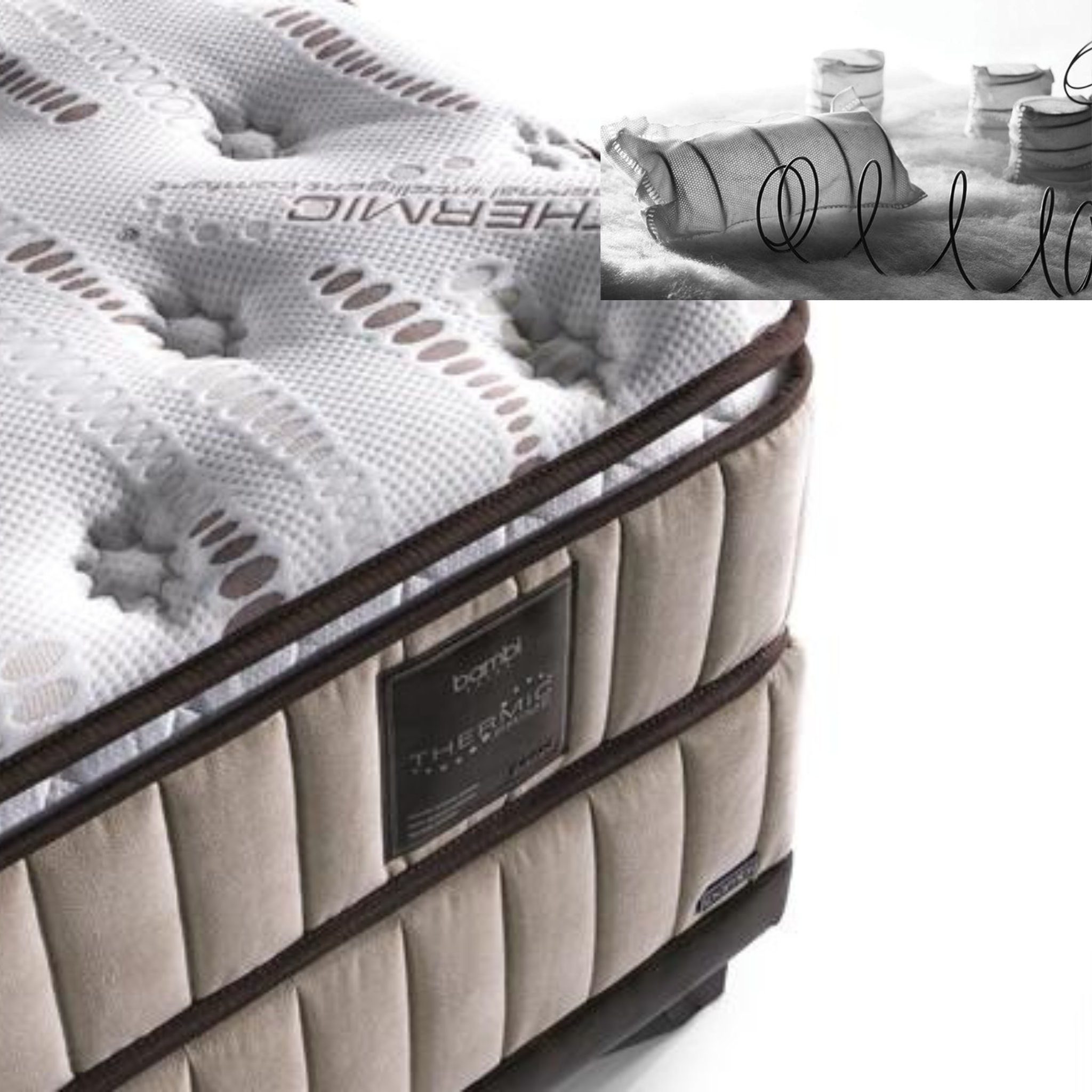 Moln Boxspringbett 8 Schichten mit Topper Höhe 30 cm Matratze Thermic Prime (2 Bettkästen, Matratze, Kopfteile)