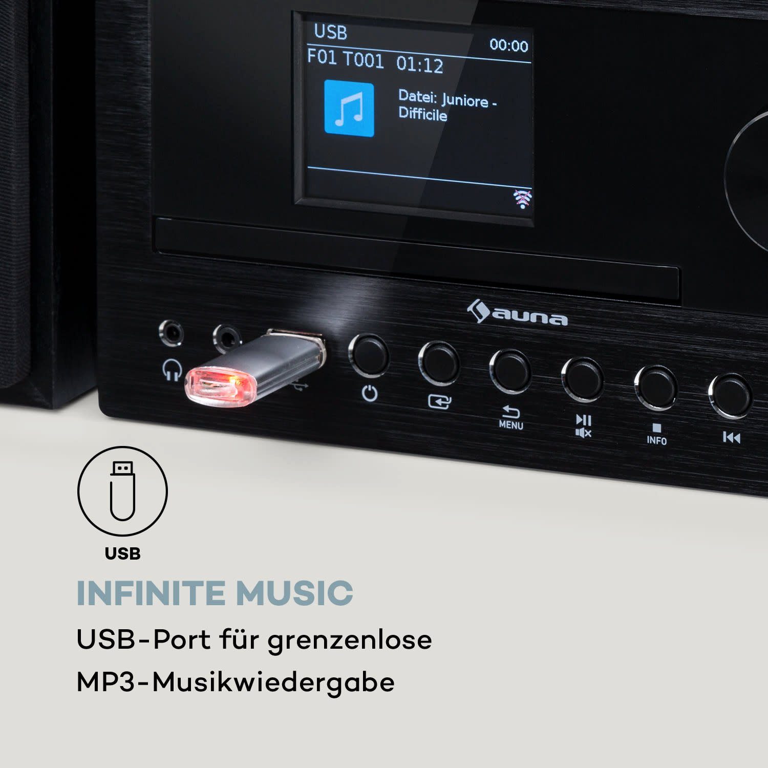 Auna Silver Star Swing Stereoanlage (Internet/DAB+/FM Radio, 30 W, Internetradio Küchenradio Digitalradio mit Bluetooth Musikanlage)