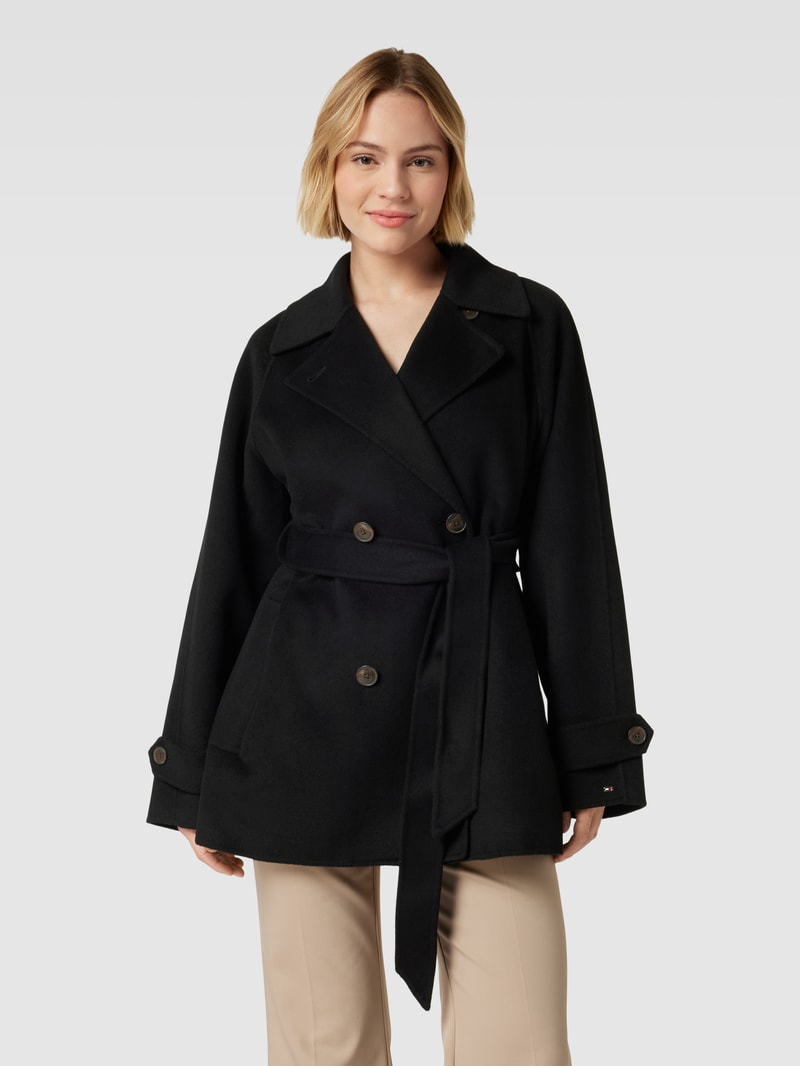 Trenchcoat mit Bindegürtel Modell 'BLEND' in schwarz