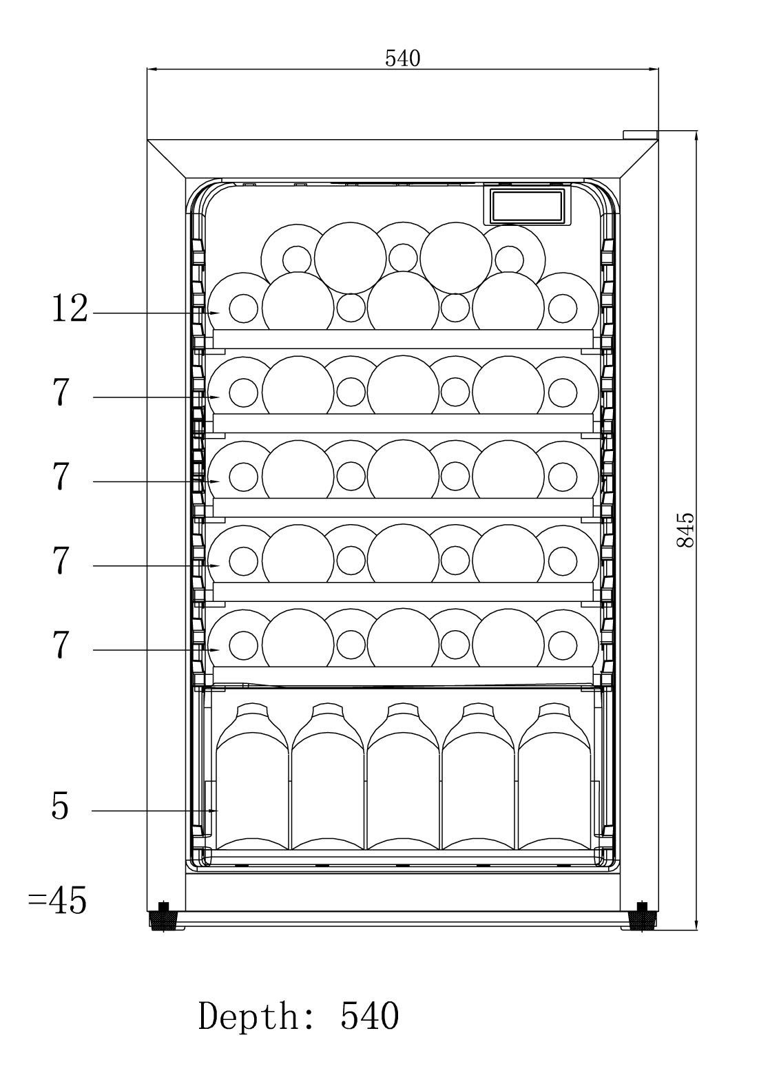 Hanseatic Weinkühlschrank HWC45FCBH, für 45 Standardflaschen á 0,75l
