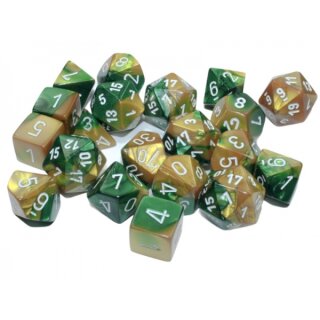 Gemini Bag of 20 Polyhedral Gold Green/White (Limited Edition)