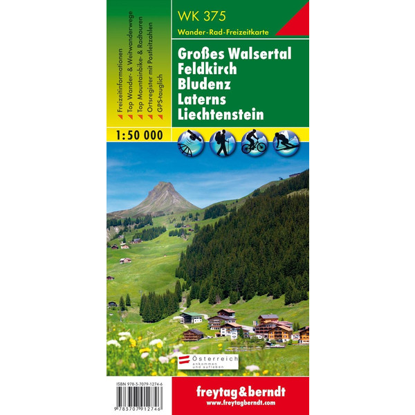 Großes Walsertal - Feldkirch - Bludenz - Laterns - Liechtenstein 1 : 50 000. WK 375 - Wanderkarte