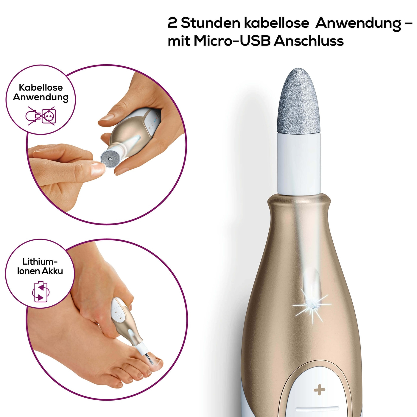 Beurer Maniküre-/Pediküre Set MP 64-Kabelloser Nagelfräser für Maniküre & Pediküre mit 10 Saphir- & Filzaufsätzen