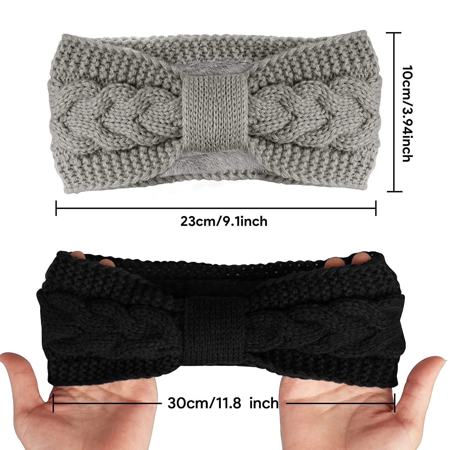 zggzerg Stirnband Stirnband Damen Winter, 2 Pcs Stirnbänder Strick, Haarband Ohrenwärmer