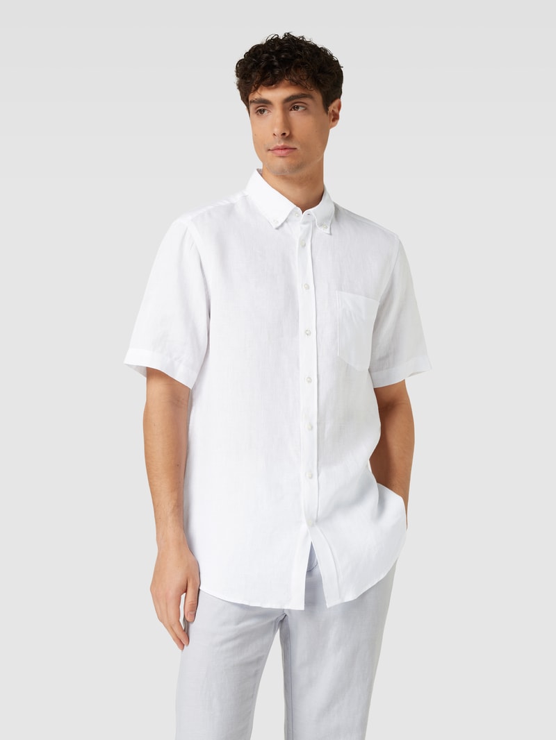 Freizeithemd mit Button-Down-Kragen in weiß