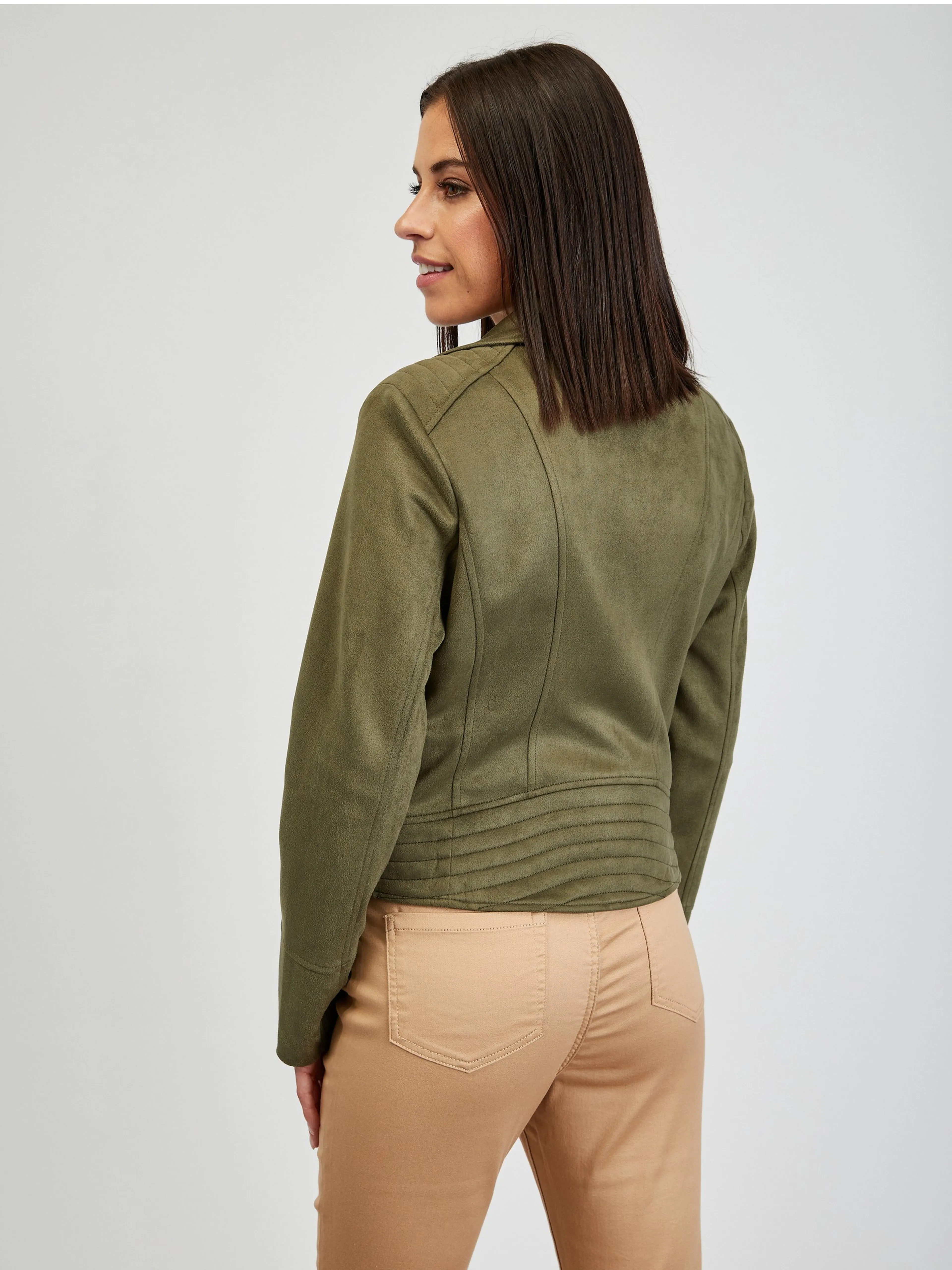 Khakifarbene Damenjacke aus Wildleder ORSAY Tina