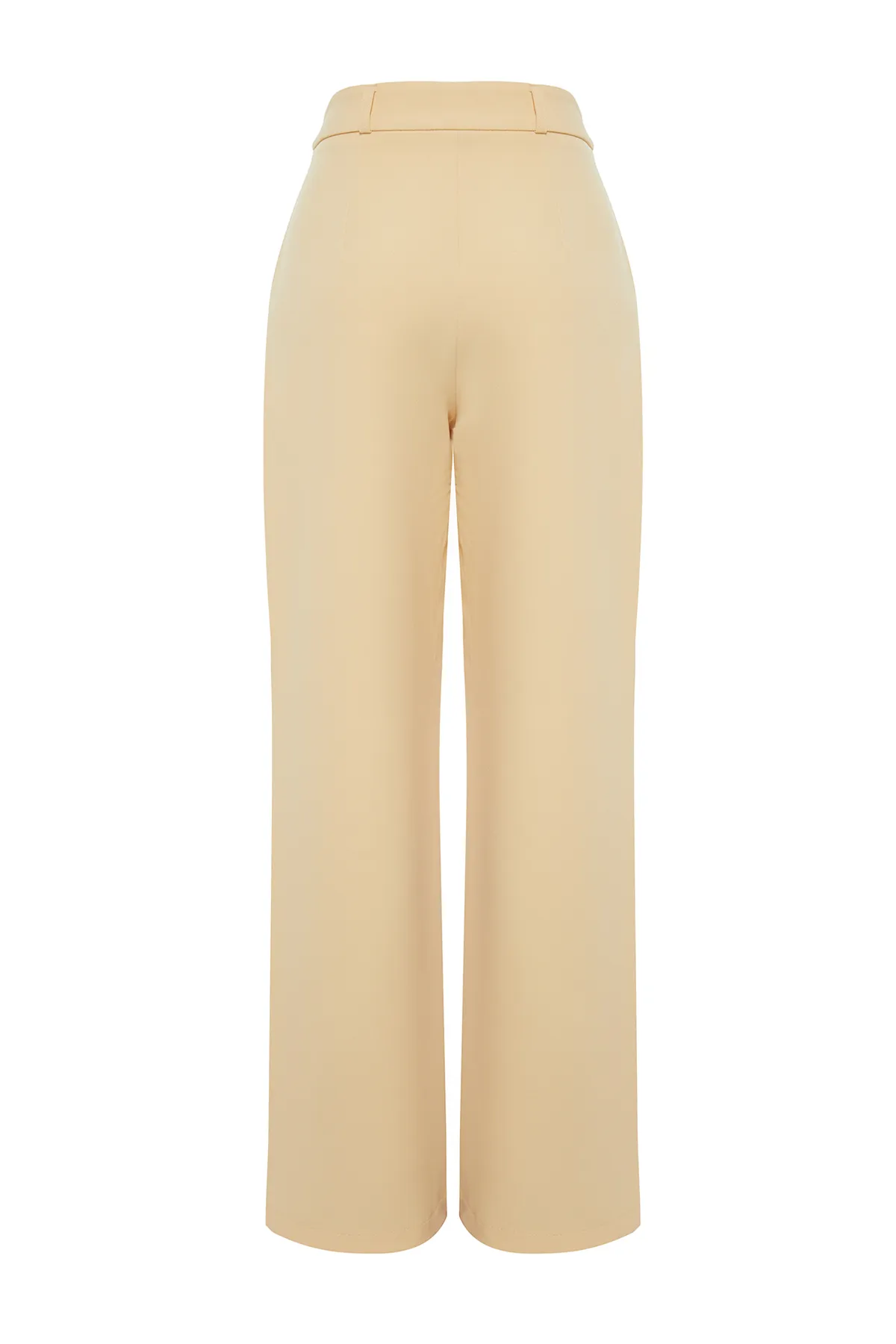 Trendyol Collection  Hellgelbe, gewebte Hose mit hoher Taille und weitem Bein/Plissee mit weitem Bein TWOAW21PL0076