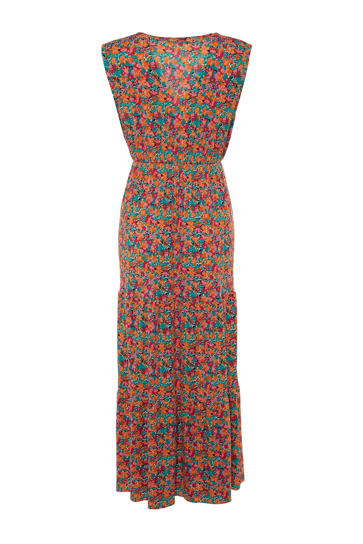 Trendyol Curve  Mehrfarbiges A-Linien-Strickkleid mit Blumenmuster TBBSS22AH00010