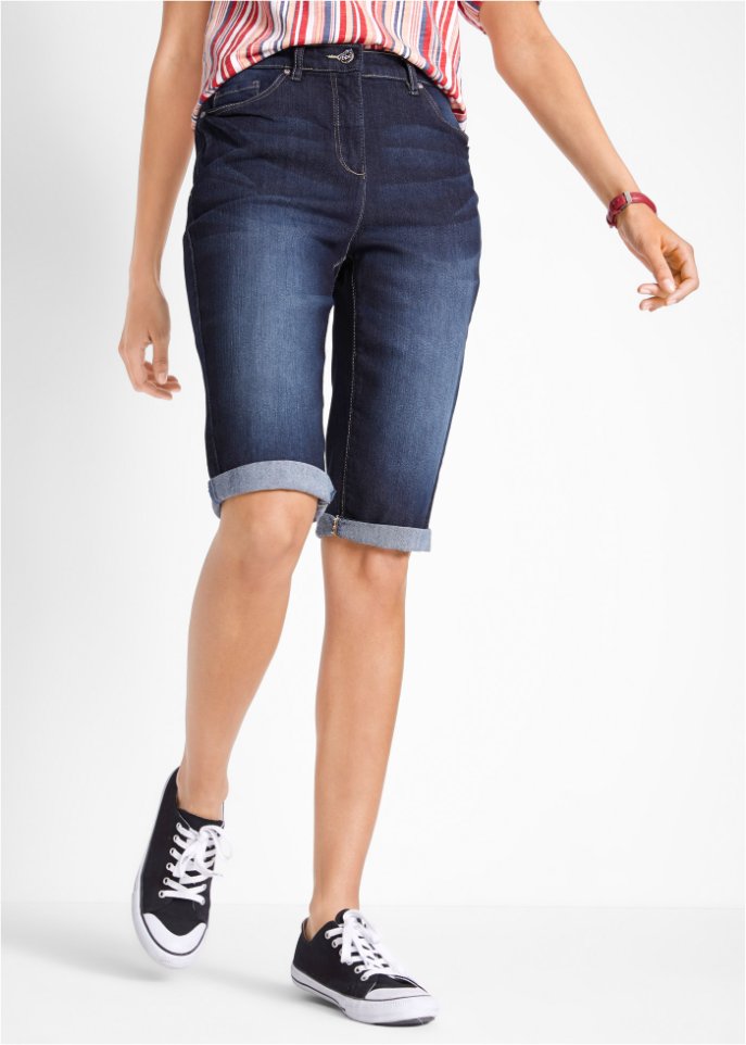 Stretch-Jeans-Bermuda mit Bequembund