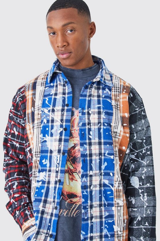 Asymmetrisches kariertes Oversize Hemd