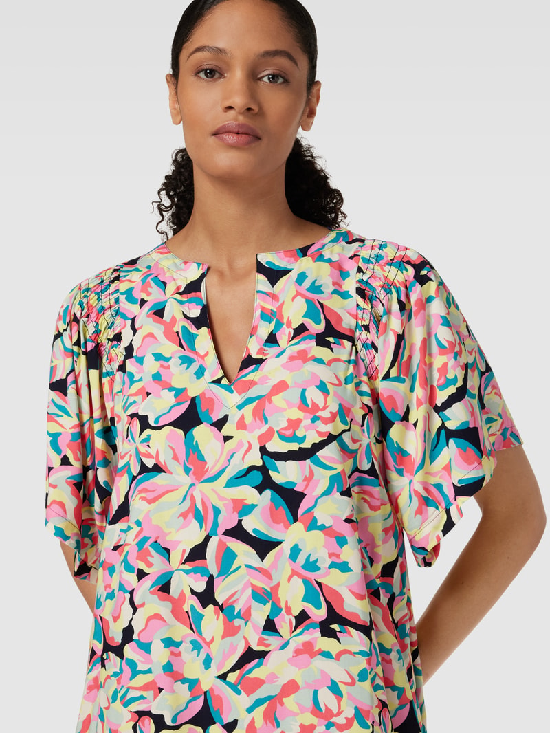 Tunikakleid aus Viskose mit Allover-Print Modell 'CARILO' in marineblau