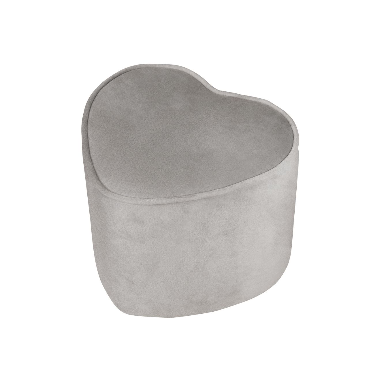 Roba Kinderhocker in Herzform „Lil Sofa“, bequemer Hocker mit grauem Samtstoff bezogen, Pouf