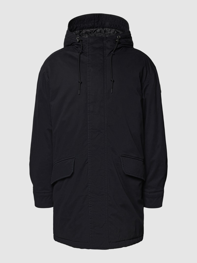 Parka mit Pattentaschen Modell 'cotton parka' in schwarz