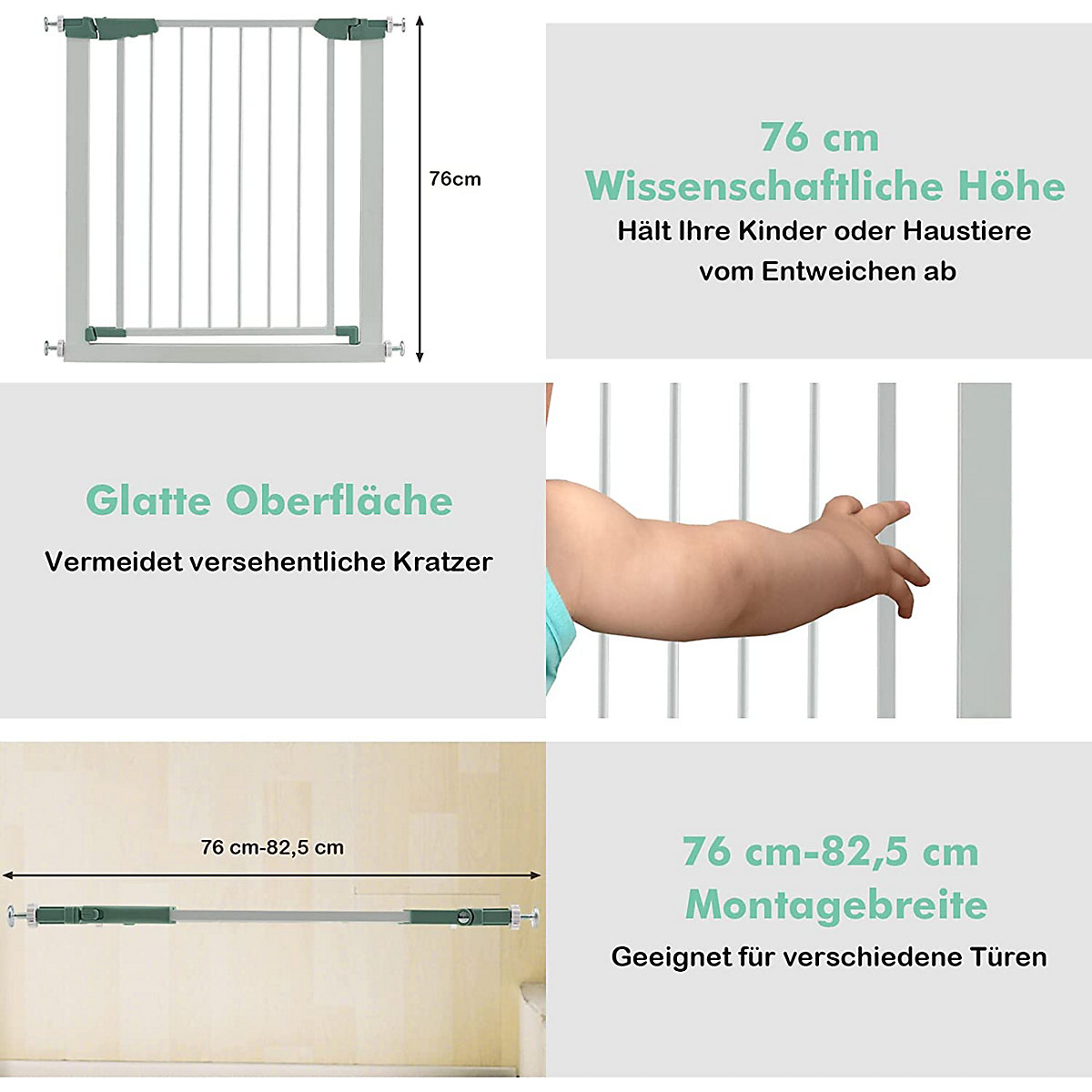 Türschutzgitter Metall 76 cm Höhe ohne Bohren