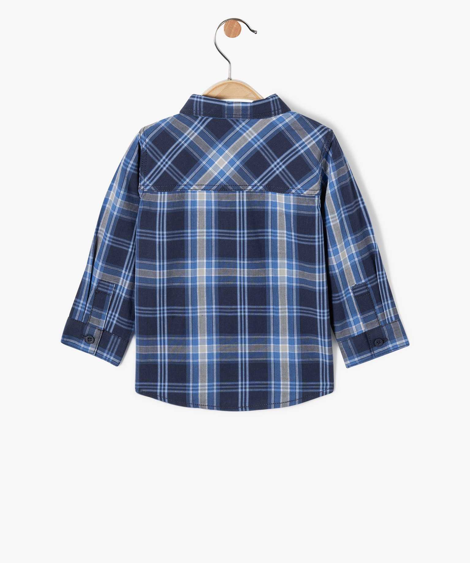 Chemise bébé Garçon à carreaux à manches longues bleu | GEMO