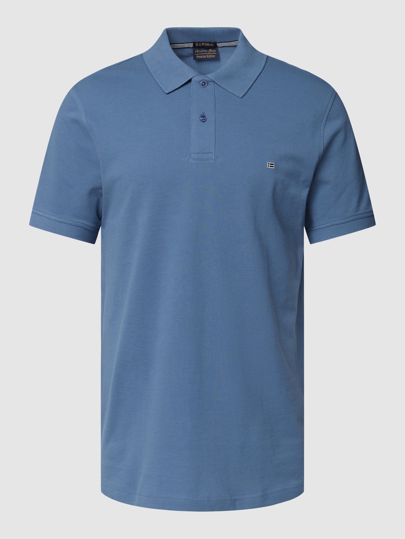 Poloshirt mit Label-Stitching in jeans