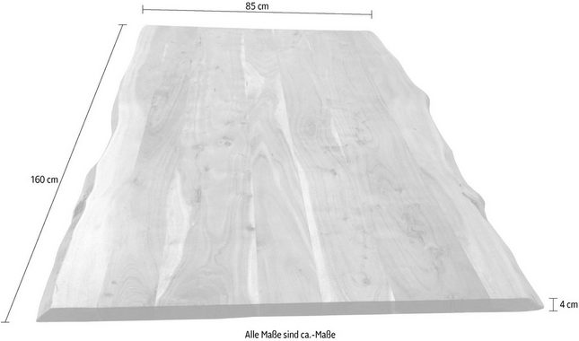 SIT Tischplatte, aus Massivholz Akazie, mit Baumkante