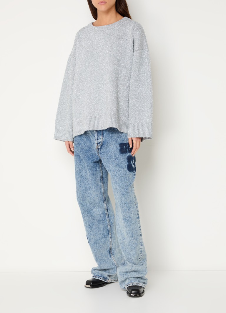 Ganni Fine-knit sweater in merino wool blend with lurex