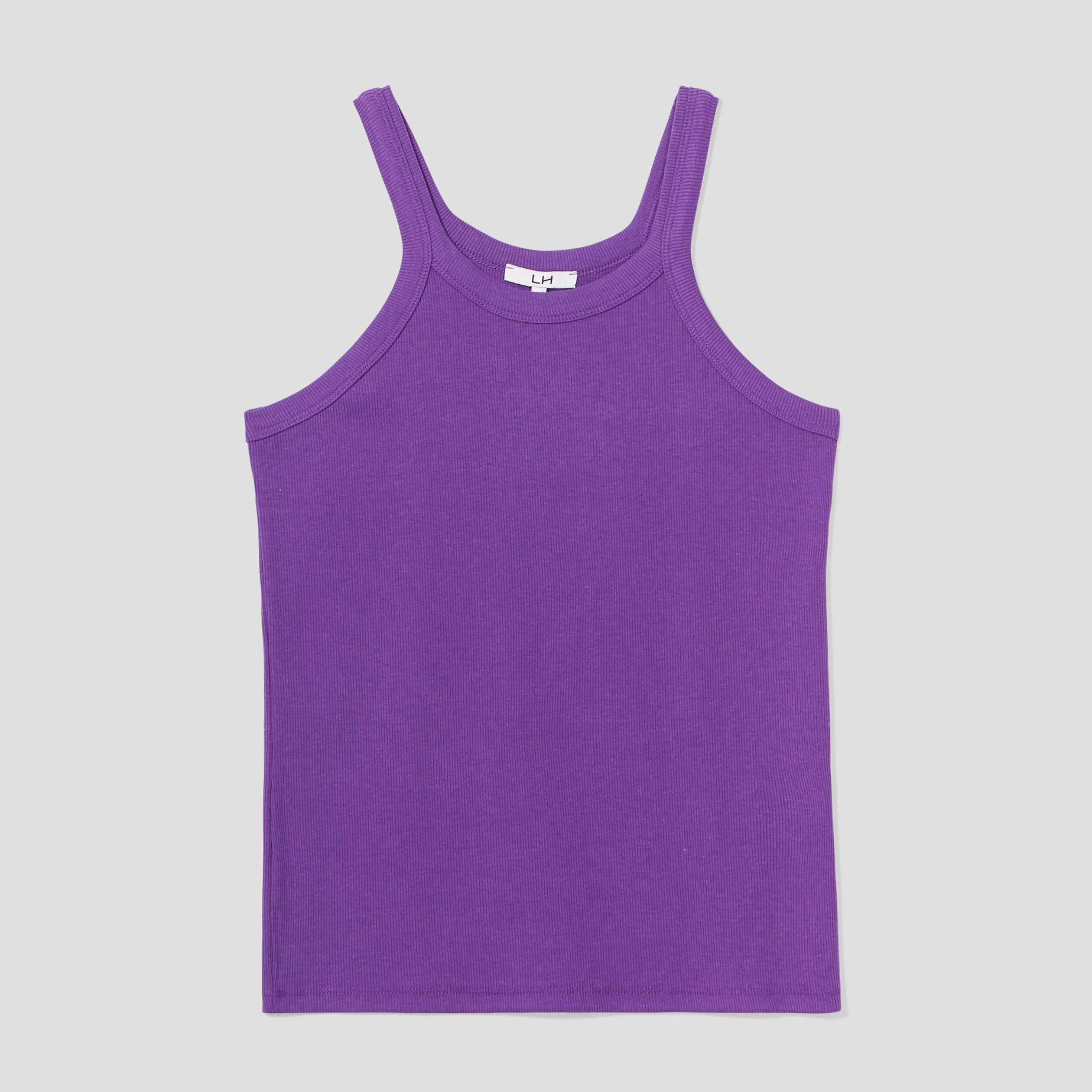 Débardeur côtelé encolure américaine violet femme | La Halle