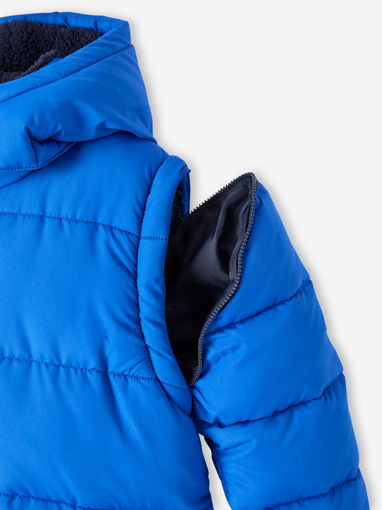 Vertbaudet Jungen 2-in-1-Steppjacke mit Fleecefutter - elektrisch blau