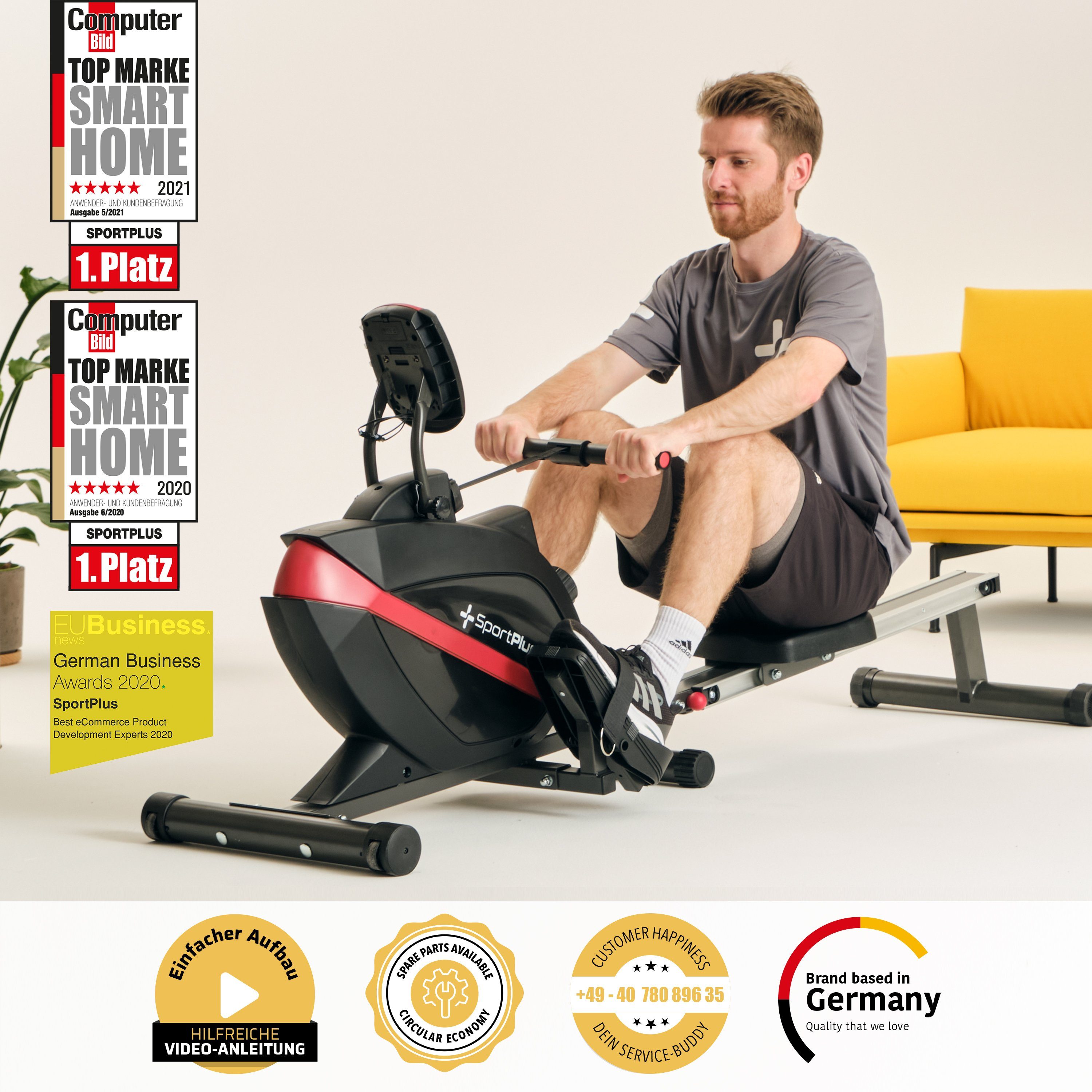 SportPlus Rudergerät SP-MR-008-B, Rudergerät, Rudermaschine klappbar, Magnet, SP-MR-008-B