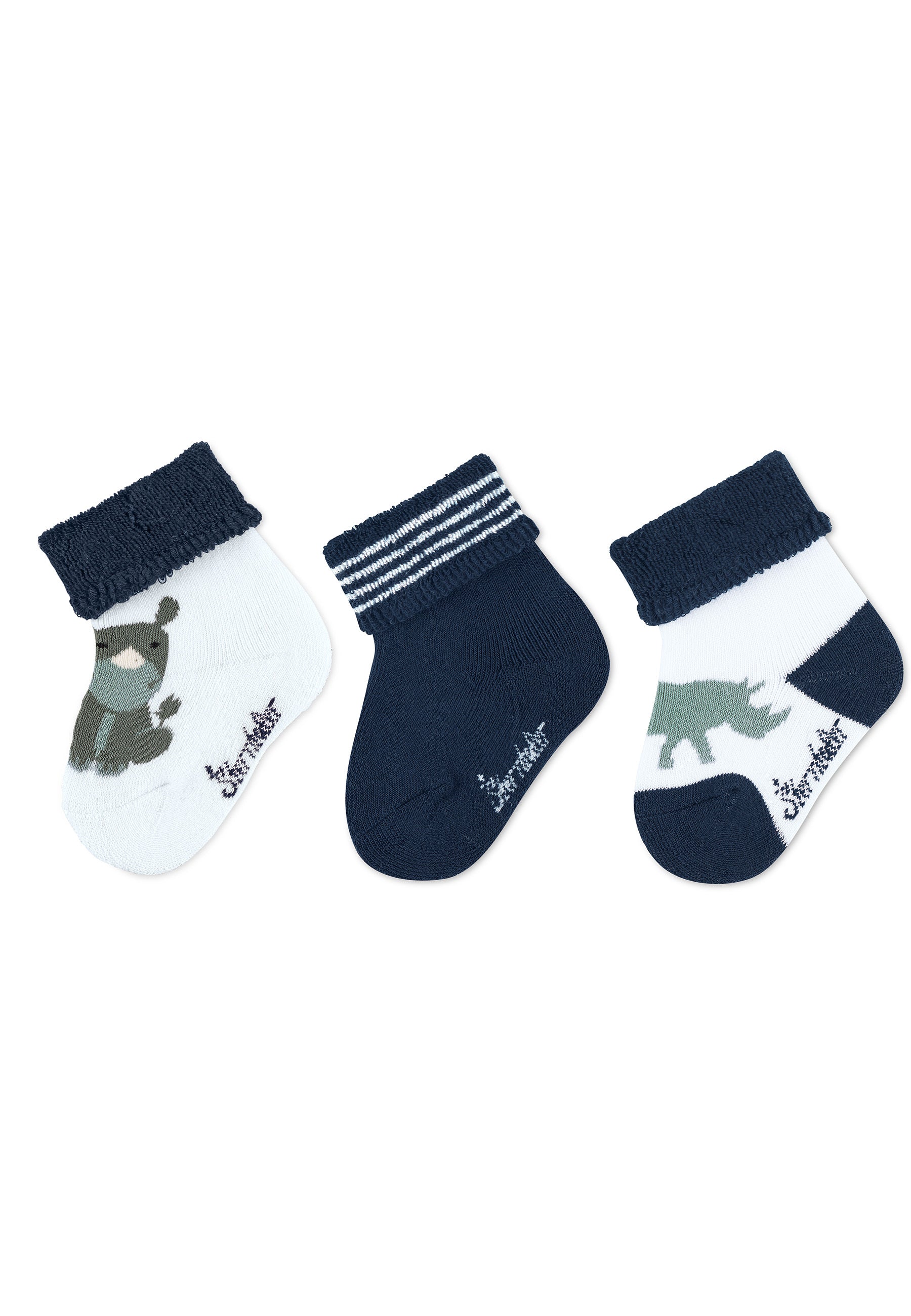 Babysocken im 3er-Pack Nashorn, Vollplüsch innen