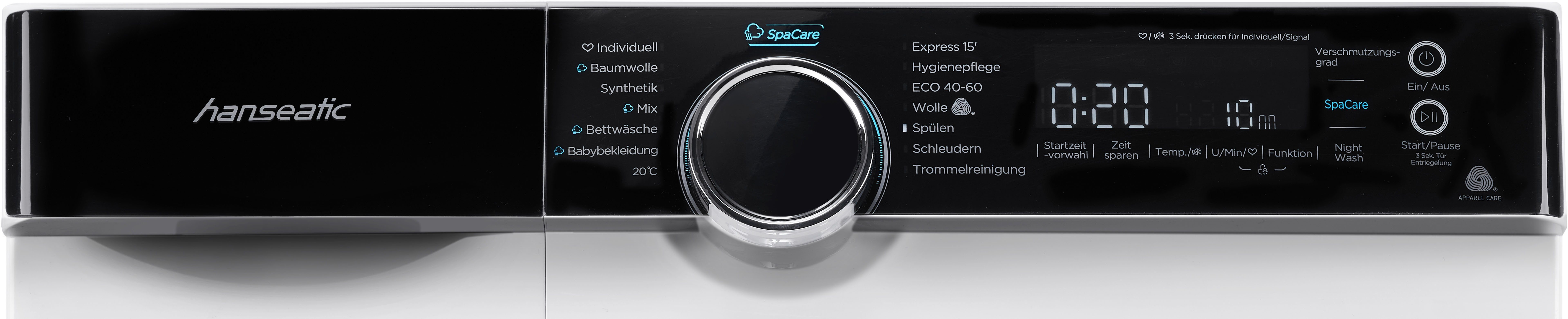Hanseatic Waschmaschine HWMK814A, 8 kg, 1400 U/min, Mengenautomatik, Nachtwaschprogramm, Überlaufschutz, Dampfoption