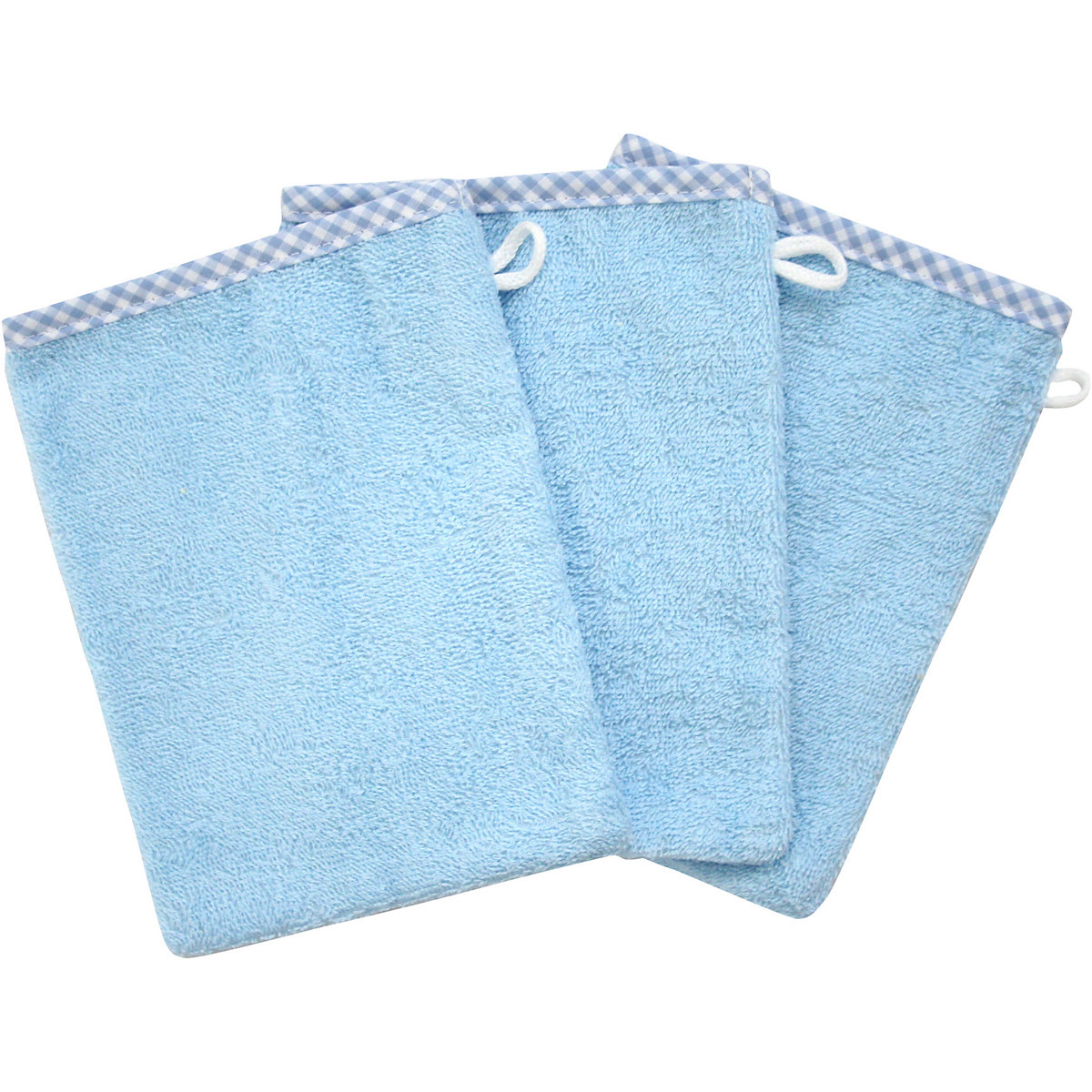 Waschhandschuh 3er Set, blau, 15 x 20 cm