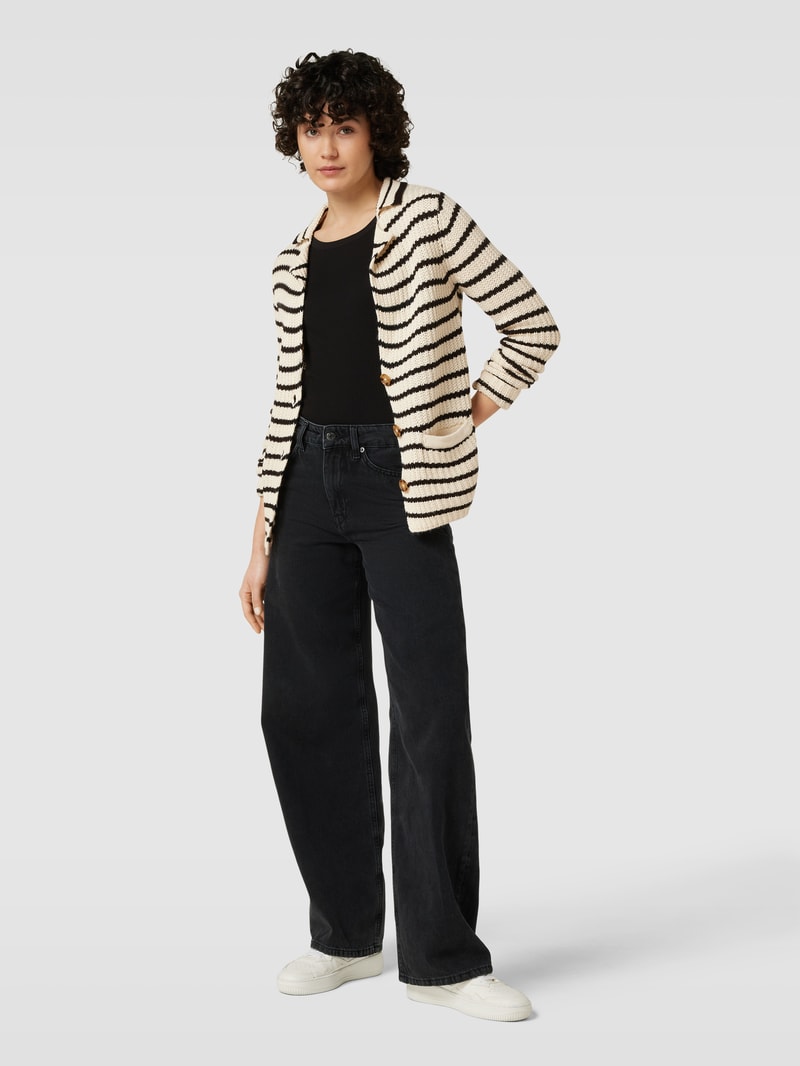 Strickcardigan mit Streifenmuster Modell 'Remone' in offwhite