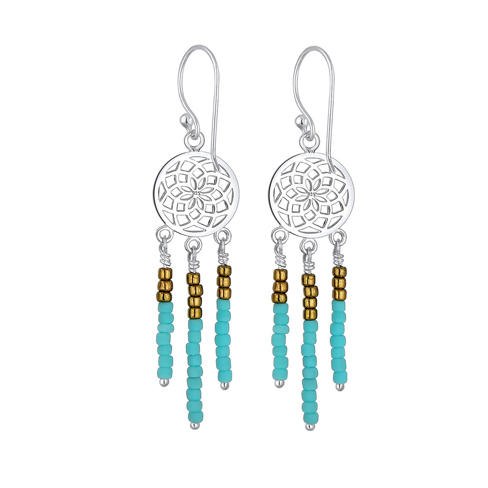 Elli Elli Boucles d'Oreilles Traumfänger Ornament Boho Festival 925 Silber Boucles d'oreilles