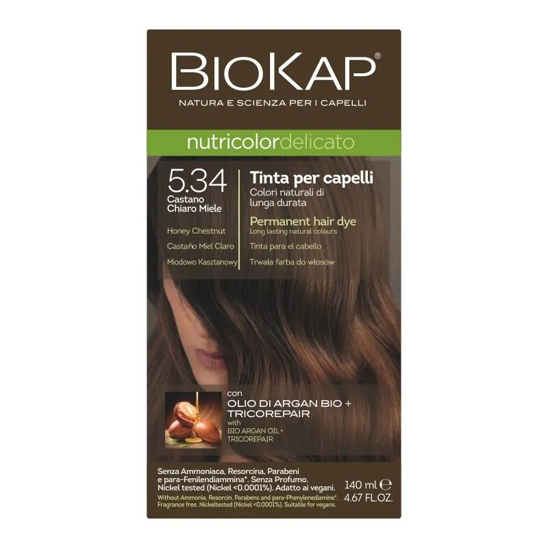 Βαφή μαλλιών Biokap Nutricolor Delicato, 5,34 Μελί-Κάστανο