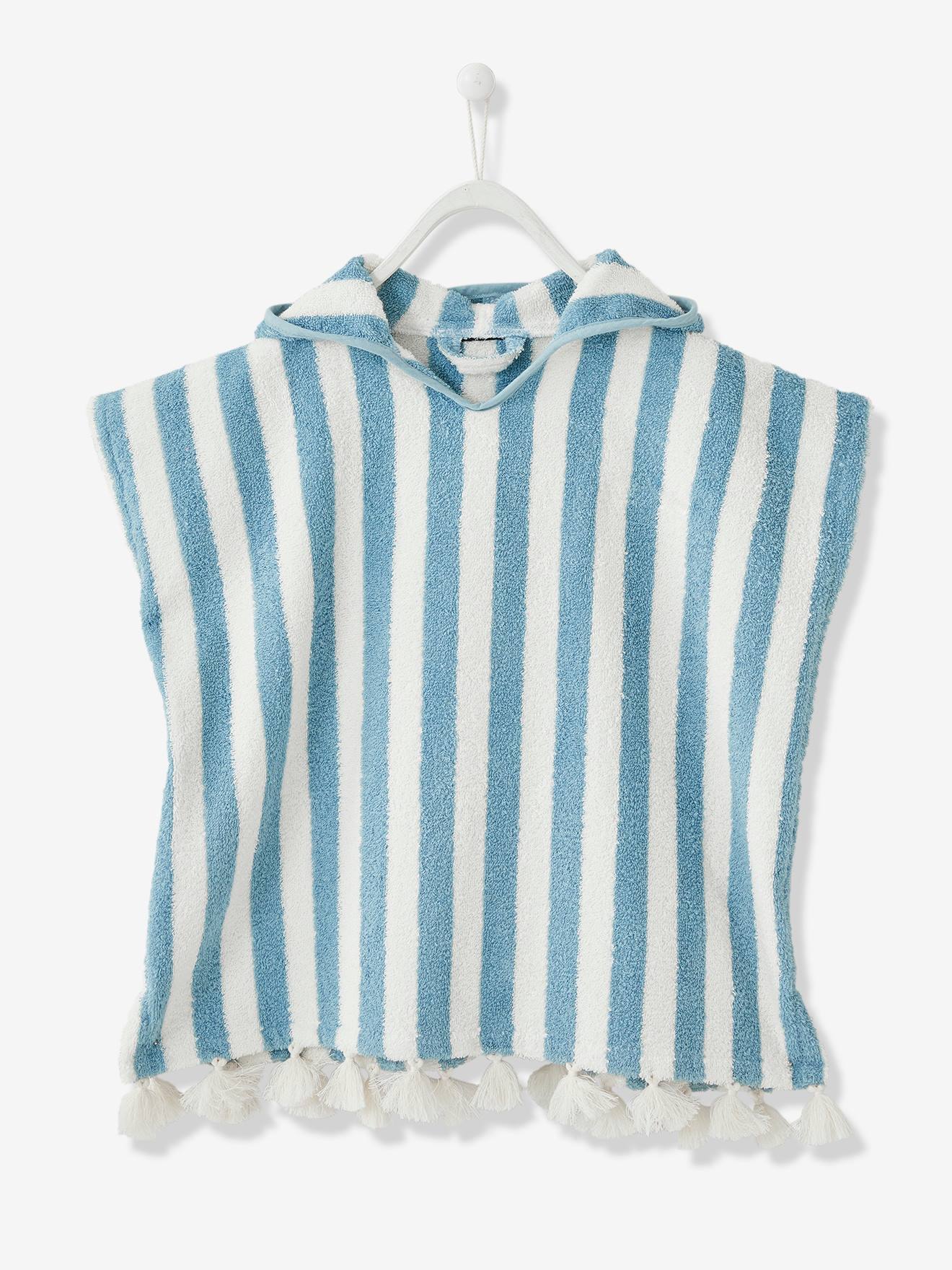 Vertbaudet Baby Badeponcho, personalisierbar - blau/weiß gestreift