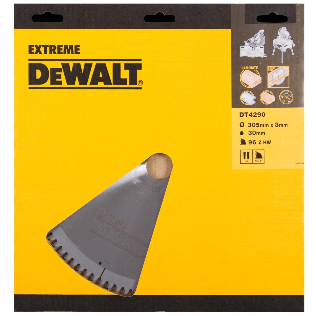 DeWalt Zubehör DT4290-QZ DT4290 HM Sägeblatt 305 x 30 x 96T trapezförmig, -5° Laminat, Aluminium, fein poliert