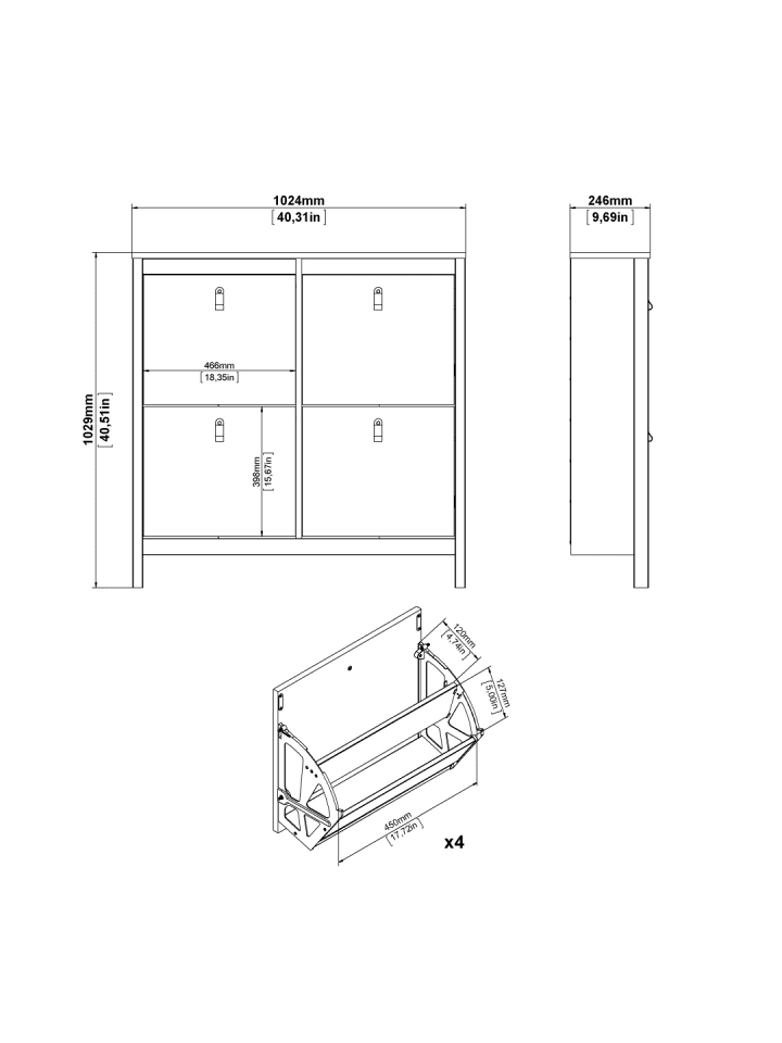 ebuy24 Schuhschrank Madrid Weiß 103 x 25 cm günstig kaufen onesize