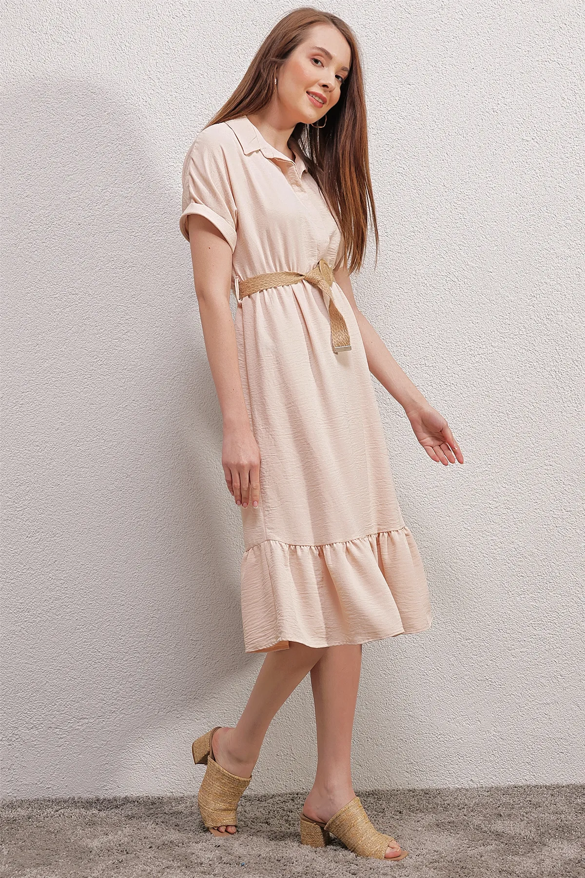 Bigdart  2292 Kleid mit Gürtel – Creme