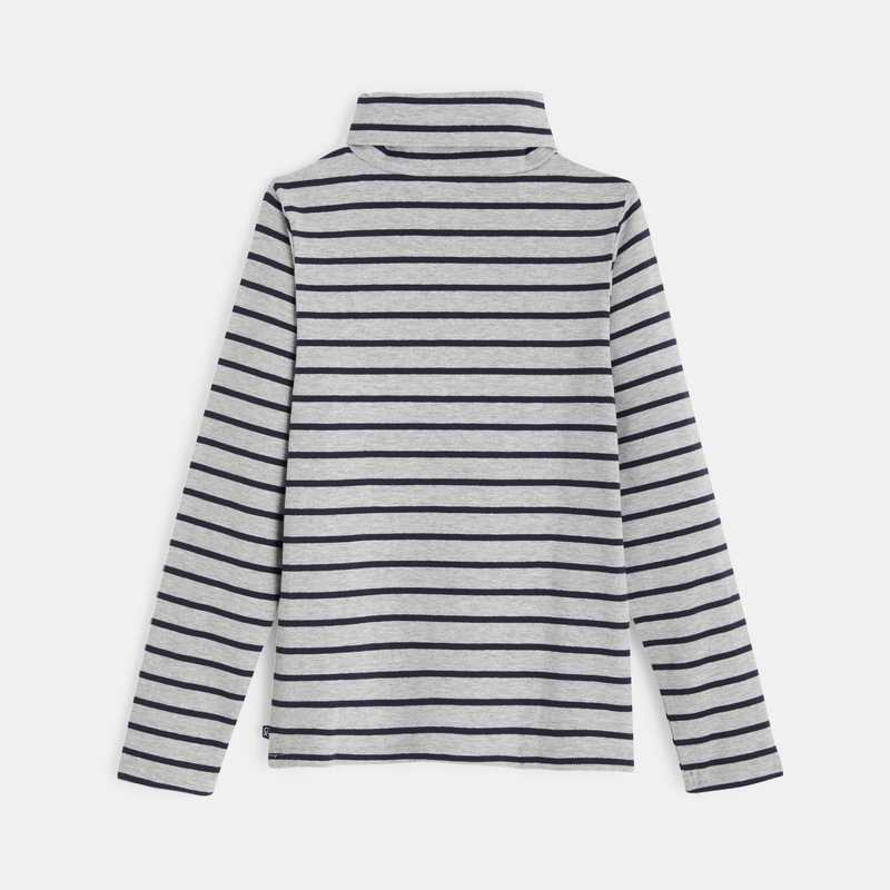 T-shirt col roulé rayé gris garçon