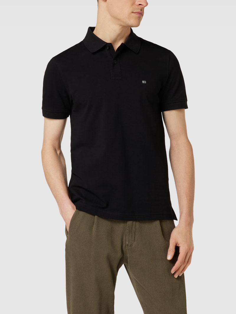 Poloshirt mit Label-Stitching in schwarz
