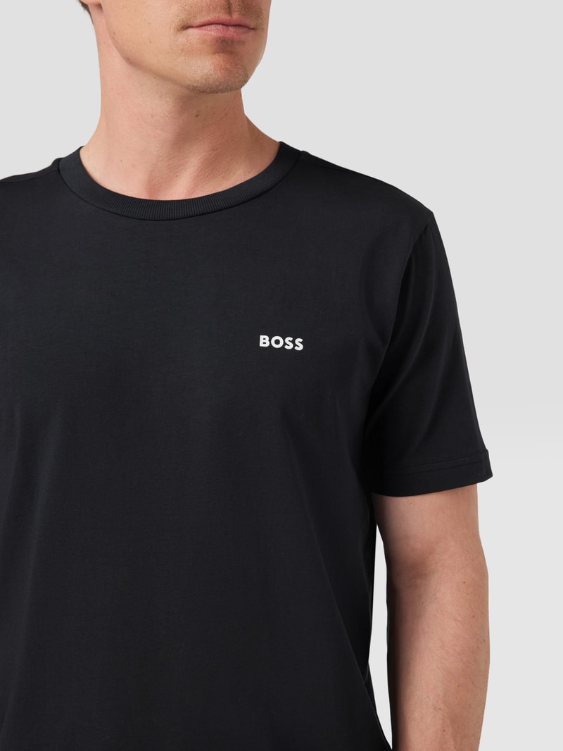 T-Shirt mit Logo-Print Modell 'Tee' in dunkelblau
