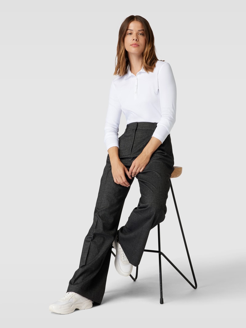 Longsleeve mit Polokragen in weiß