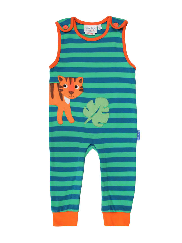 Toby Tiger Strampler mit Tiger Applikation in grün günstig kaufen