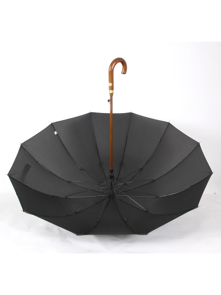 COFI 1453 Holzstockschirm ergomoischer hochwertiger Stockschirm in Schwarz in Schwarz günstig kaufen 116