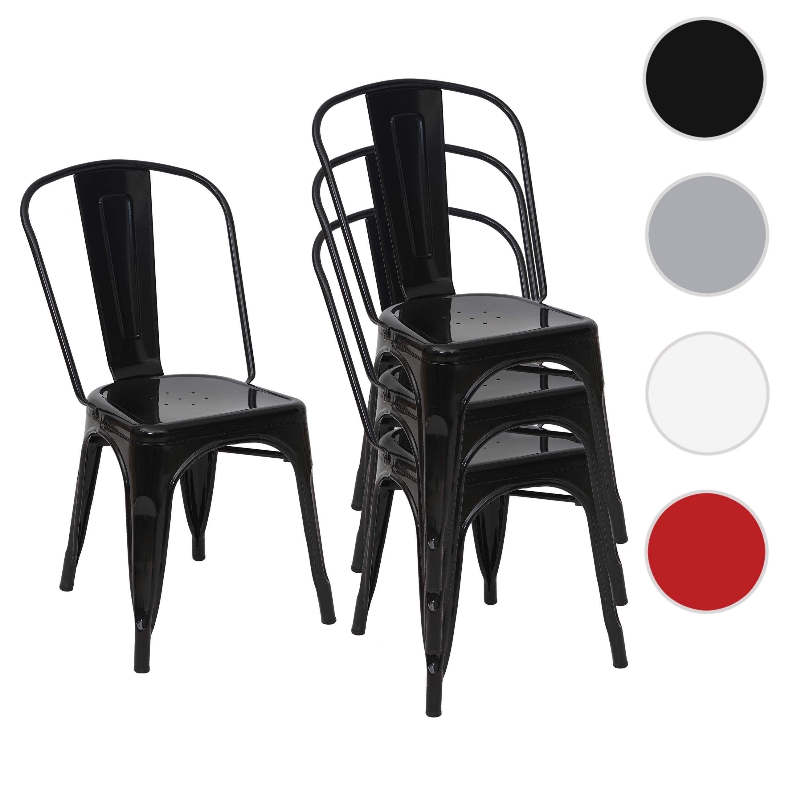 MCW Stapelstuhl MCW-A73-B-4 (Set, 4 St), 4er-Set, Bodenschonende Gummifüße, Querstreben für Stabilität