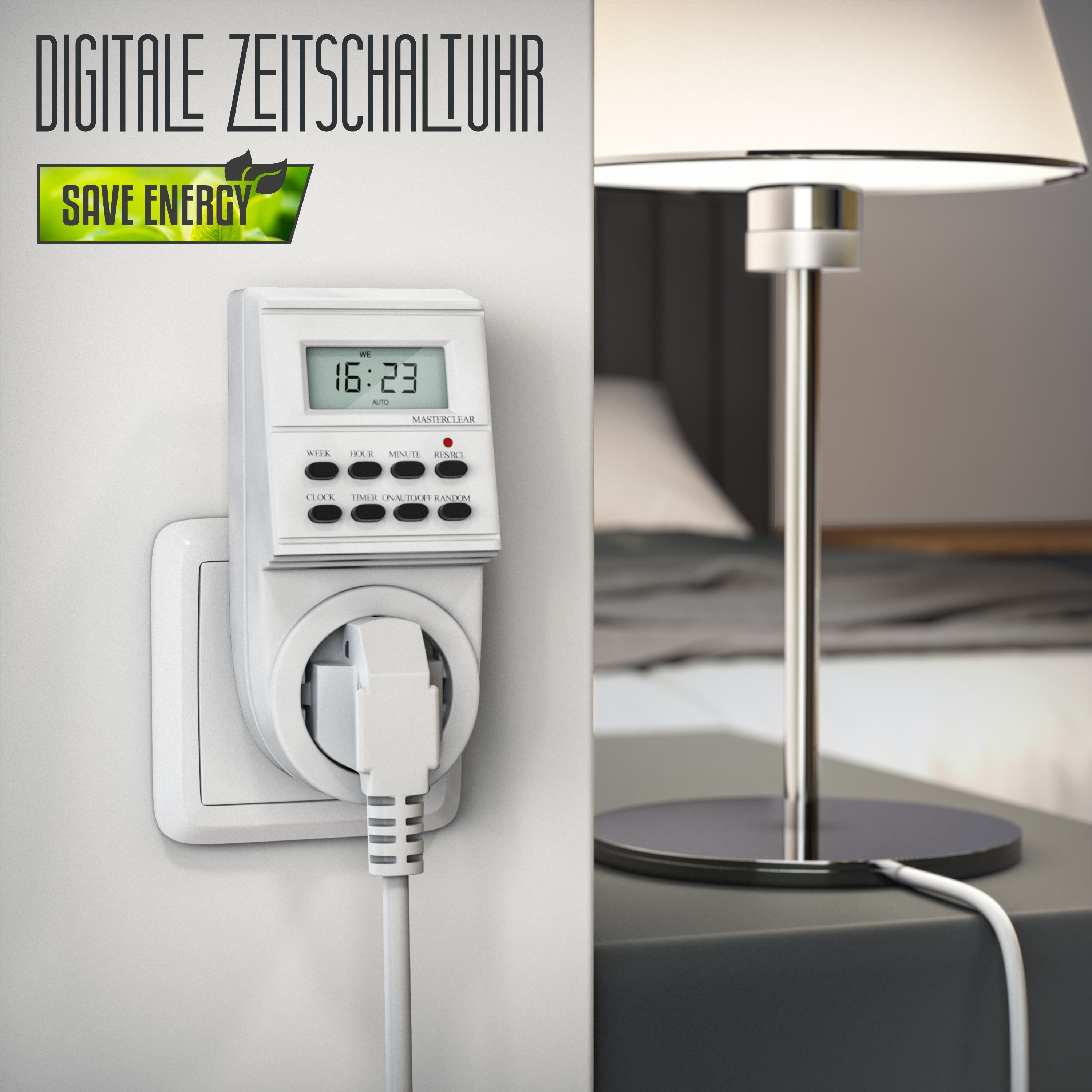 Arendo Zeitschaltuhr, digital, digitale Zeitschaltuhr Timer mit 1,5 Zoll LCD-Display - 3680W