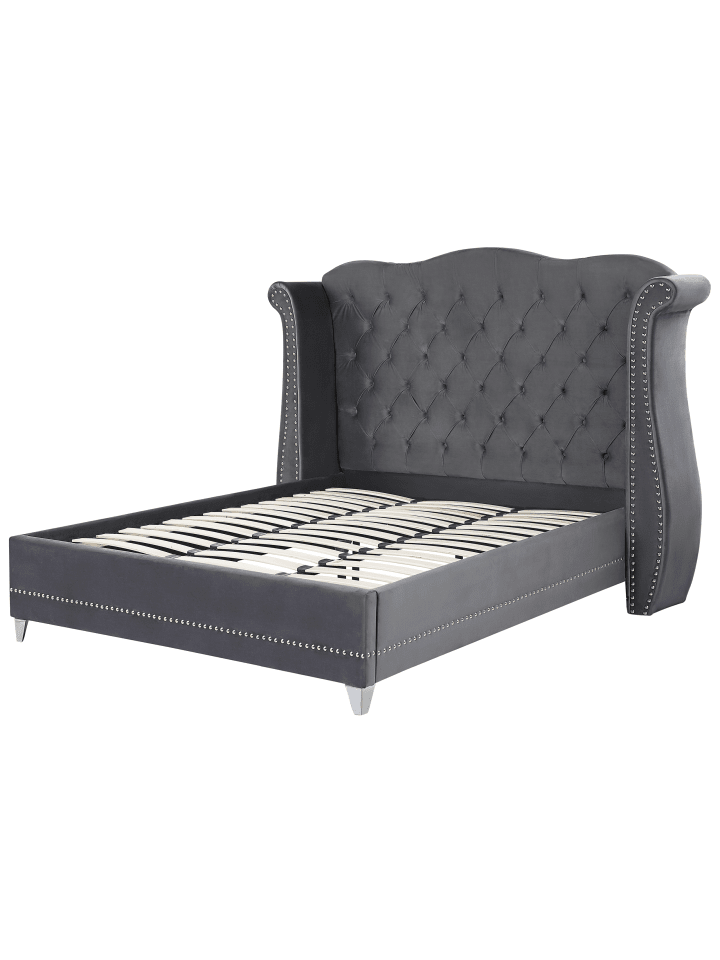 Beliani Doppelbett AYETTE in Grau - (W) 225 x (H) 154 x (L) 215 cm günstig kaufen onesize