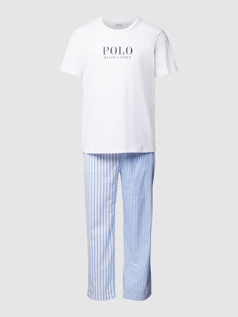 Pyjama mit Label-Print in blau