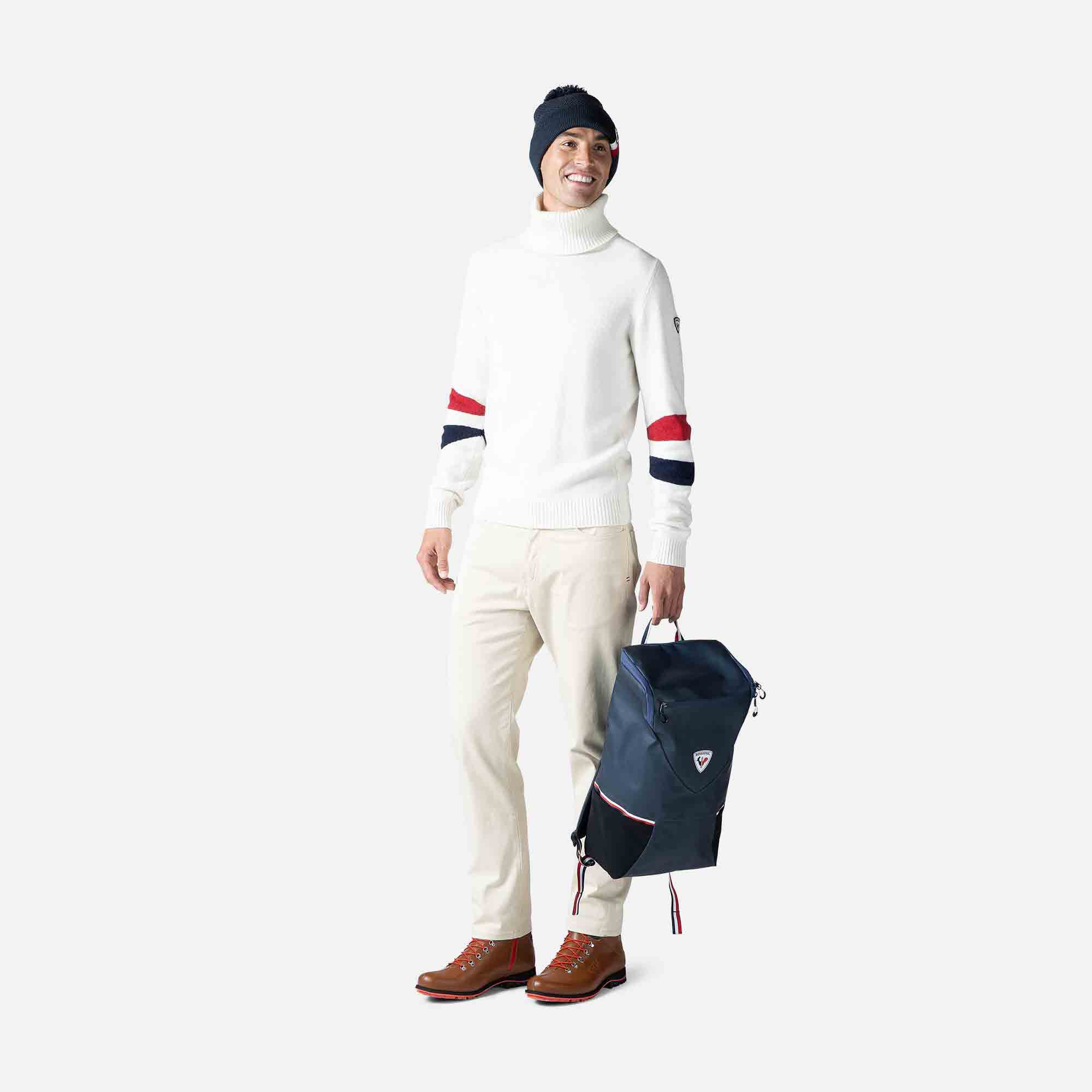Pull en maille à col roulé Signature homme