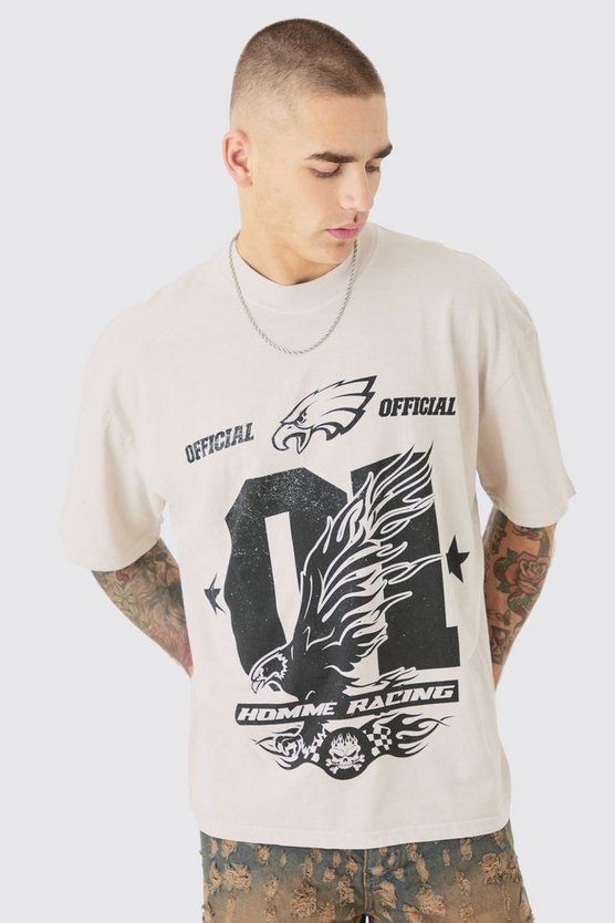 Oversize T-Shirt mit Adler-Print