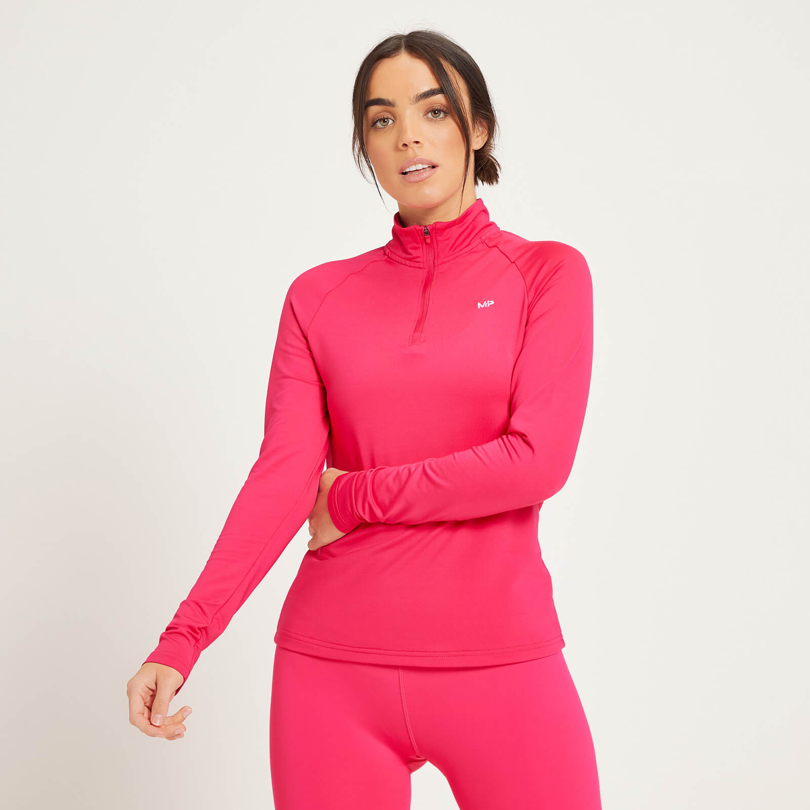 Haut d’entraînement à fermeture éclair ¼ coupe slim MP pour femmes – Magenta