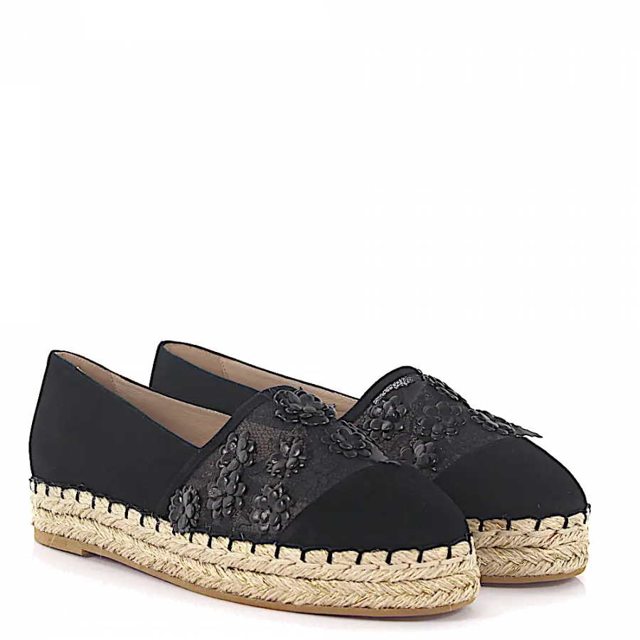 Elie Saab - Espadrilles Blumenmuster schwarz - schwarz
